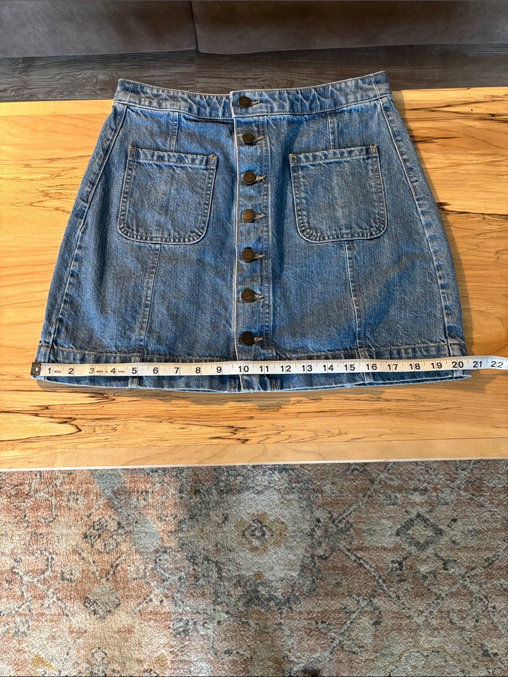 LOFT Button-Front Blue Denim Skirt - Picture 6 of 6